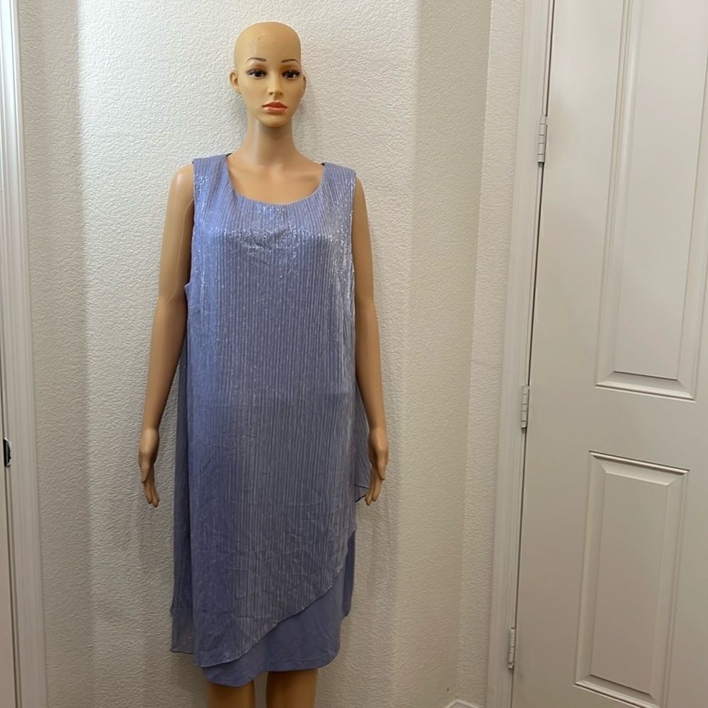 Connected Appearal Woman’s Dress Sz 22W Scoop Neck Sleeveless Metallic Midi New